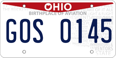 OH license plate GOS0145