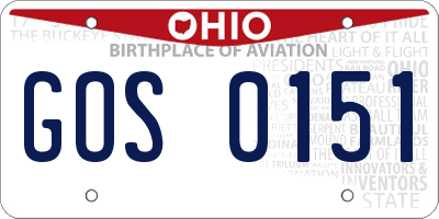 OH license plate GOS0151