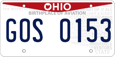 OH license plate GOS0153