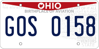 OH license plate GOS0158