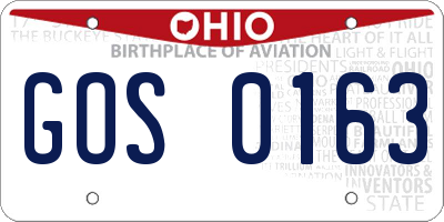OH license plate GOS0163