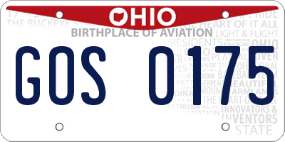 OH license plate GOS0175