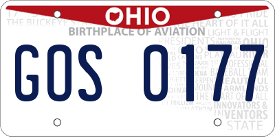 OH license plate GOS0177