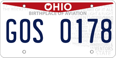 OH license plate GOS0178