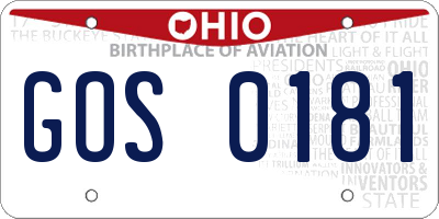 OH license plate GOS0181