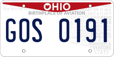 OH license plate GOS0191