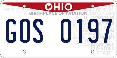 OH license plate GOS0197