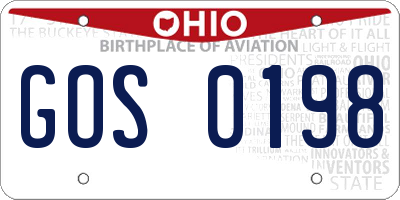 OH license plate GOS0198