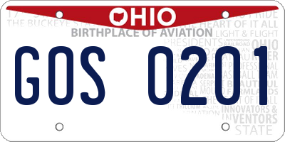 OH license plate GOS0201