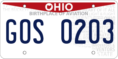 OH license plate GOS0203