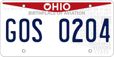OH license plate GOS0204