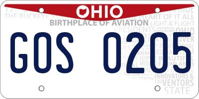 OH license plate GOS0205
