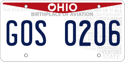 OH license plate GOS0206