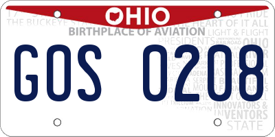 OH license plate GOS0208
