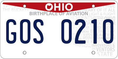 OH license plate GOS0210