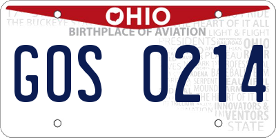 OH license plate GOS0214