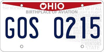 OH license plate GOS0215