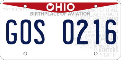 OH license plate GOS0216