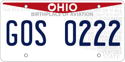 OH license plate GOS0222