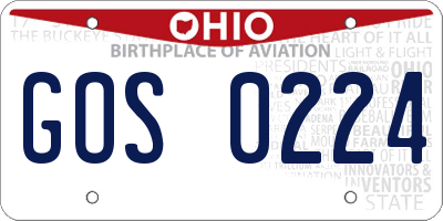 OH license plate GOS0224
