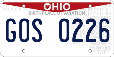 OH license plate GOS0226