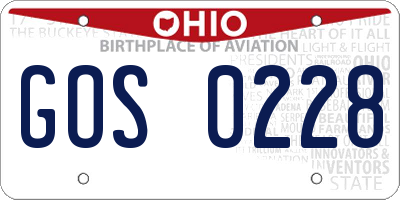 OH license plate GOS0228