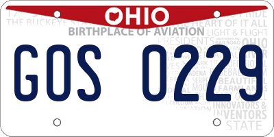 OH license plate GOS0229