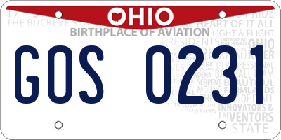 OH license plate GOS0231