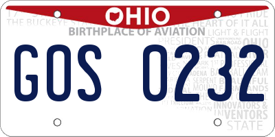 OH license plate GOS0232
