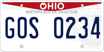 OH license plate GOS0234