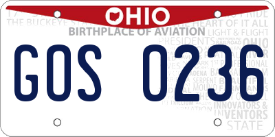 OH license plate GOS0236