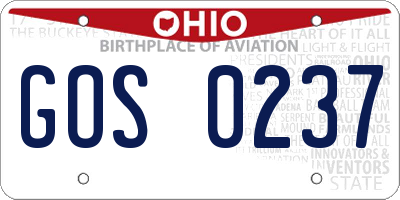 OH license plate GOS0237