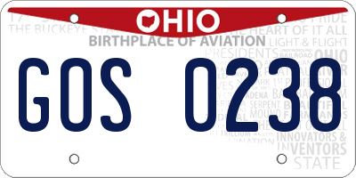 OH license plate GOS0238