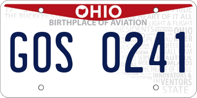 OH license plate GOS0241
