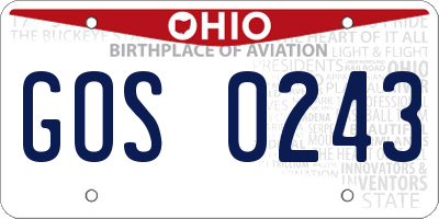 OH license plate GOS0243