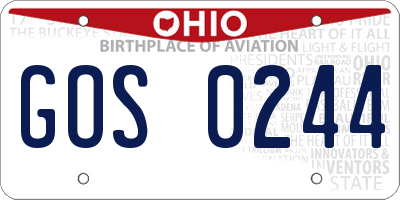 OH license plate GOS0244