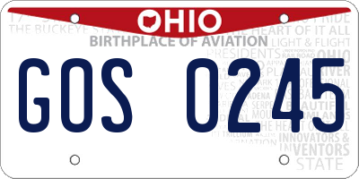 OH license plate GOS0245