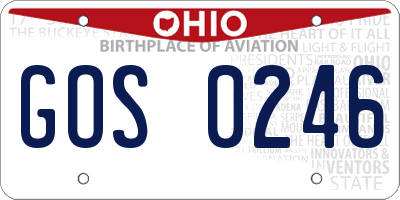 OH license plate GOS0246