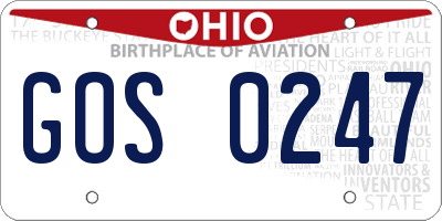 OH license plate GOS0247