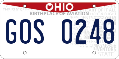 OH license plate GOS0248