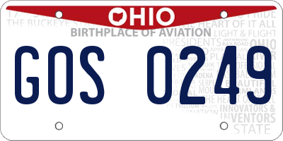OH license plate GOS0249
