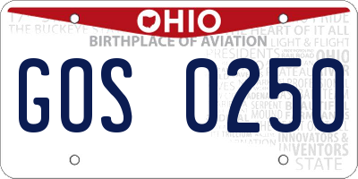 OH license plate GOS0250