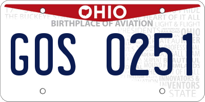 OH license plate GOS0251