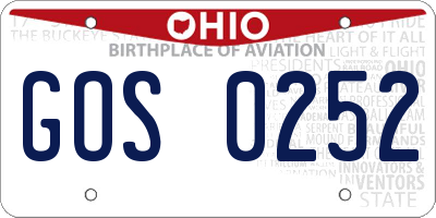 OH license plate GOS0252