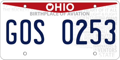 OH license plate GOS0253