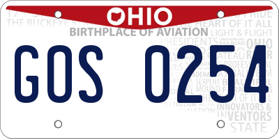 OH license plate GOS0254