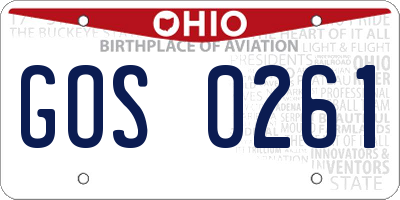 OH license plate GOS0261