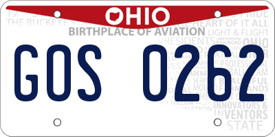 OH license plate GOS0262