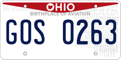OH license plate GOS0263