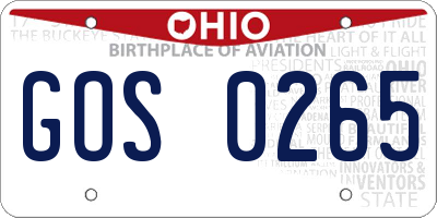 OH license plate GOS0265